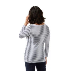 Craghoppers Women's Blanca 3/4 Sleeve Top Navy/White -Crag Clothing Shop BLANCANAVYWHITESTRIPEMODELBACK