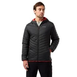 Craghoppers Men's Compresslite Hooded Jacket Black/Red RRP £70 CMN254