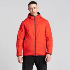 Craghoppers Men's CompressLite VI Hooded Reversible Jacket Navy/Chilli -Crag Clothing Shop COMPLITENAVYCHILLIREVERSED
