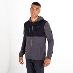Dare2B Dare 2b Men's Credulous Full Zip Hoodie Charcoal/ Black -Crag Clothing Shop CREDULOUSCHARCOALBLACKMODEL
