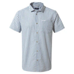 Craghoppers Men's Dawson Short Sleeved Shirt Poseidon Blue Check RRP £50