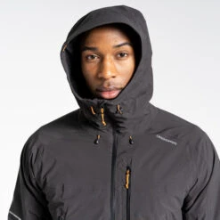 Craghoppers Men's Dynamic Waterproof Jacket Black Pepper CMW800 -Crag Clothing Shop DYNAMICBLACKPEPPERHOOD
