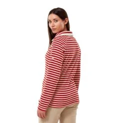 Craghoppers Women's Natalia Half-Zip Fleece Pompeian Red Stripe -Crag Clothing Shop NATALIAHALFZIPREDMODELBACK