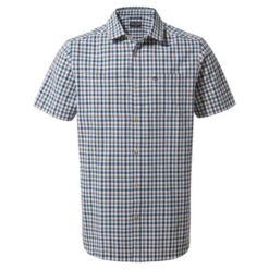 Craghoppers Men's Nour Short Sleeved Check Shirt- Blue Navy