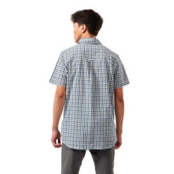 Craghoppers Men's Nour Short Sleeved Check Shirt- Blue Navy -Crag Clothing Shop NOURBLUENAVYCHECKMODELBACK