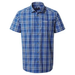 Craghoppers Men's Parker Short Sleeved Shirt Falls Blue Check