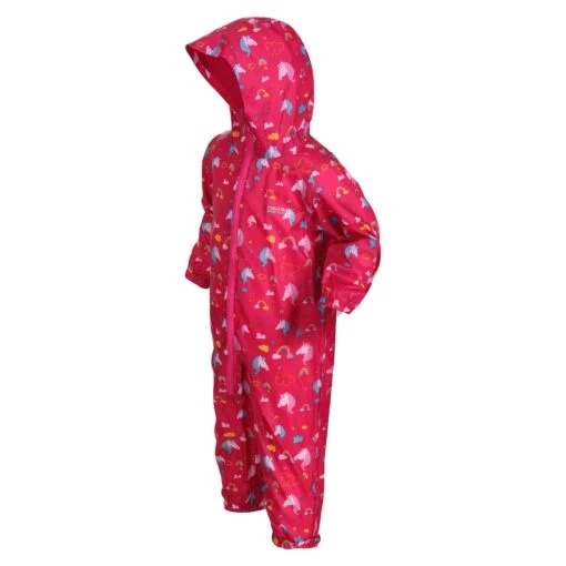 Regatta Kid's Waterproof Puddle Suit Unicorn Pink RKW263 -Crag Clothing Shop RKW263UNICORNPINK
