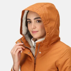 Regatta Women's Romine Waterproof Parka Jacket | Copper Almond -Crag Clothing Shop ROMINECOPPERMODELHOOD
