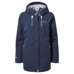 Craghoppers Women's Salia Long Waterproof Navy Jacket RRP £120 CWW1176