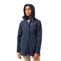Craghoppers Women's Salia Long Waterproof Navy Jacket RRP £120 CWW1176 -Crag Clothing Shop SALIANAVYHOOD