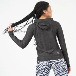 Dare2B Dare 2b Women's Sprint City Lightweight Hoodie Ebony Grey -Crag Clothing Shop SPRINTCITYHOODIEEBONYGREYMODELBACK