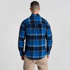 Craghoppers Men's Thornhill Long Sleeved Shirt | Blue Navy Check -Crag Clothing Shop THORNHILLBLUEMODELBACK