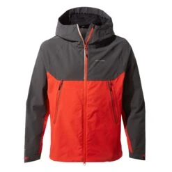 Craghoppers Craghopppers Men's Trelawney Waterproof Hooded Jacket Black Pepper/Red CMW772 RRP £100