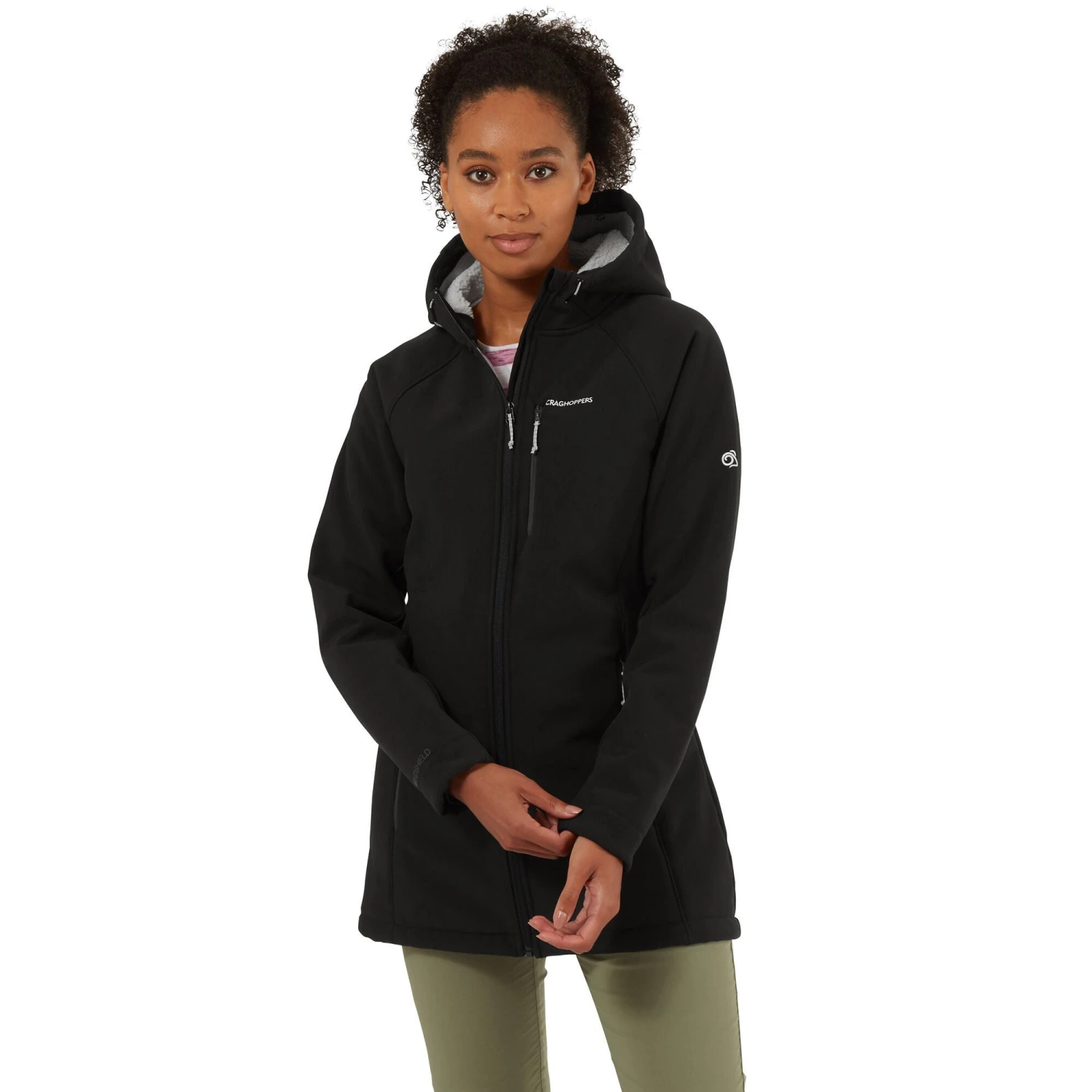 Craghoppers Women's Ara Fleece Lined Long Softshell Black CWL090 RRP £85 4 Craghoppers Women's Ara Fleece Lined Long Softshell Black CWL090 RRP £85 - Image 2