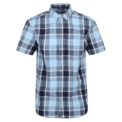 Regatta Men's Deakin IV Short Sleeve Shirt Powder Blue Check
