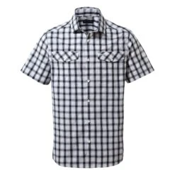 Craghoppers Men's Passos Short Sleeved Blue Navy Check Shirt RRP £50