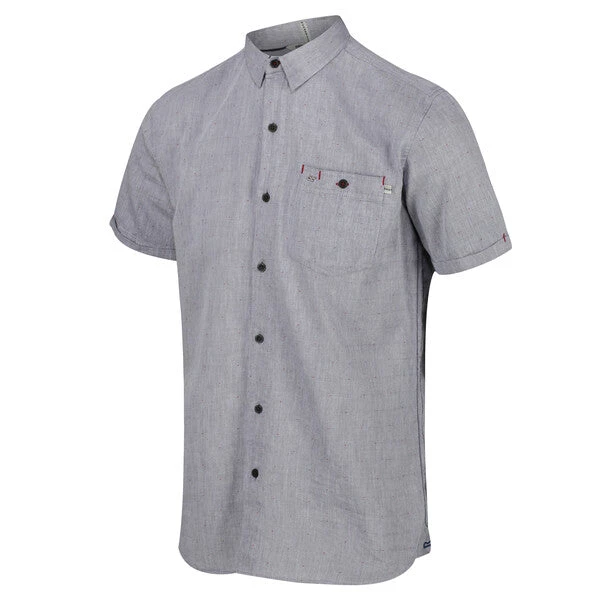Regatta Men's Damari Coolweave Cotton Short Sleeve Shirt - Seal Grey 4 Regatta Men's Damari Coolweave Cotton Short Sleeve Shirt - Seal Grey - Image 2