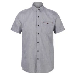 Regatta Men's Damari Coolweave Cotton Short Sleeve Shirt - Seal Grey