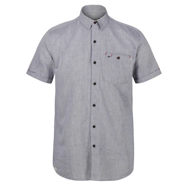 Regatta Men's Damari Coolweave Cotton Short Sleeve Shirt - Seal Grey 3 Regatta Men's Damari Coolweave Cotton Short Sleeve Shirt - Seal Grey